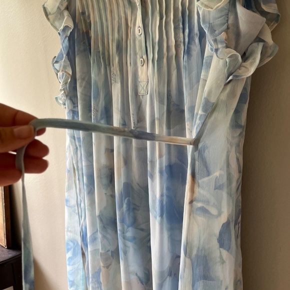 Calvin Klein Size 16 Flutter Cap Sleeve A Line Midi Lined Dress Floral V Neck - Picture 4 of 10